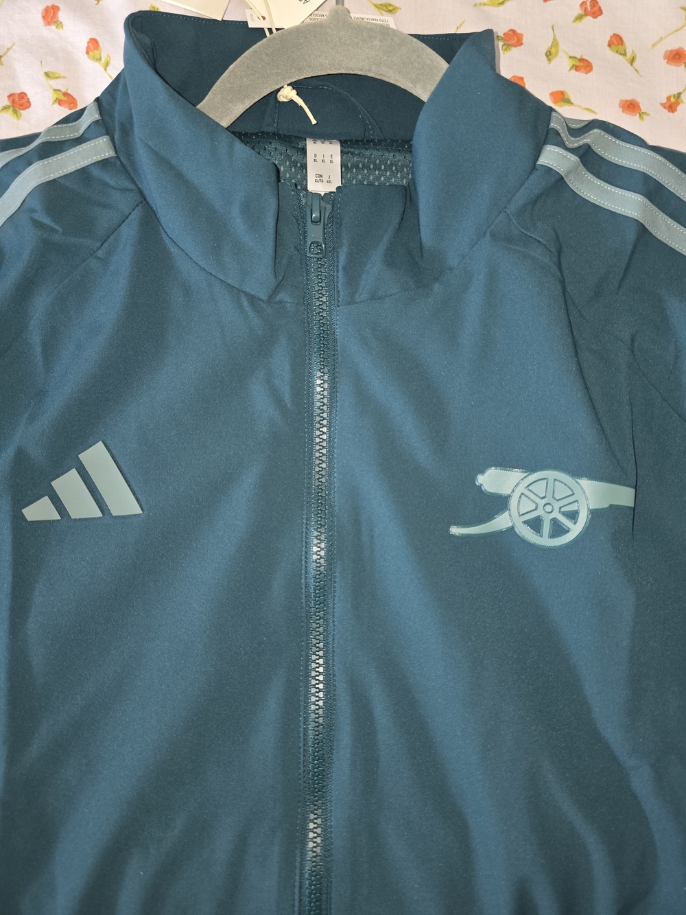 Adidas Teal Full-Zip Track Jacket with Arsenal Cannon Logo
